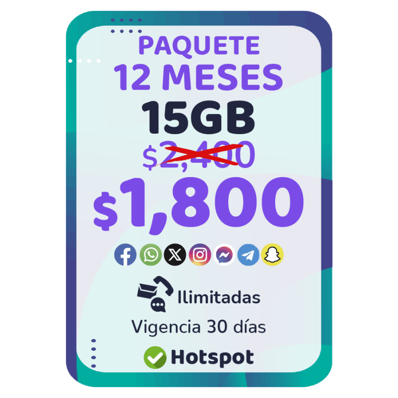 sim&nbsp;​15Gb x​12m