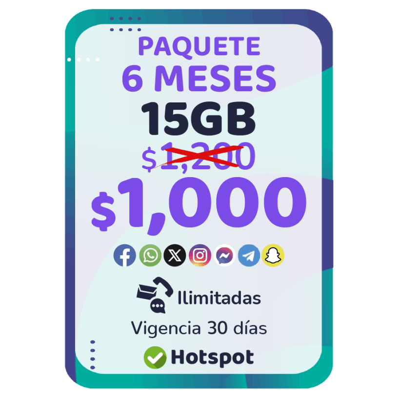 sim 15Gb x 6meses