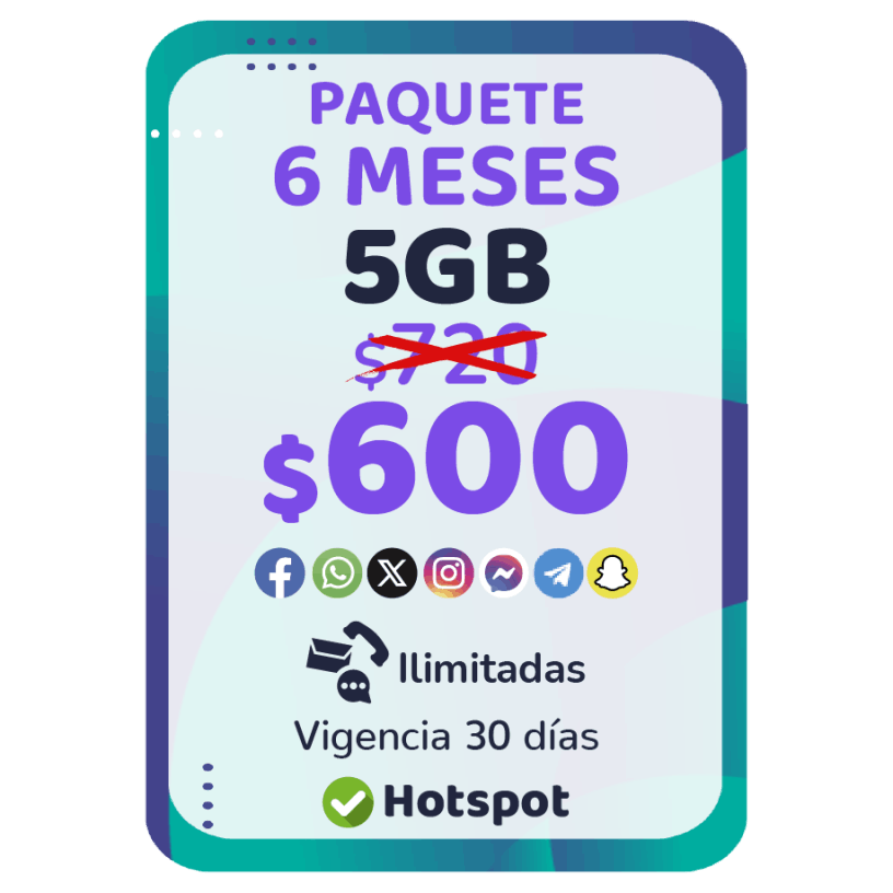 sim&nbsp;​5Gb x​6m